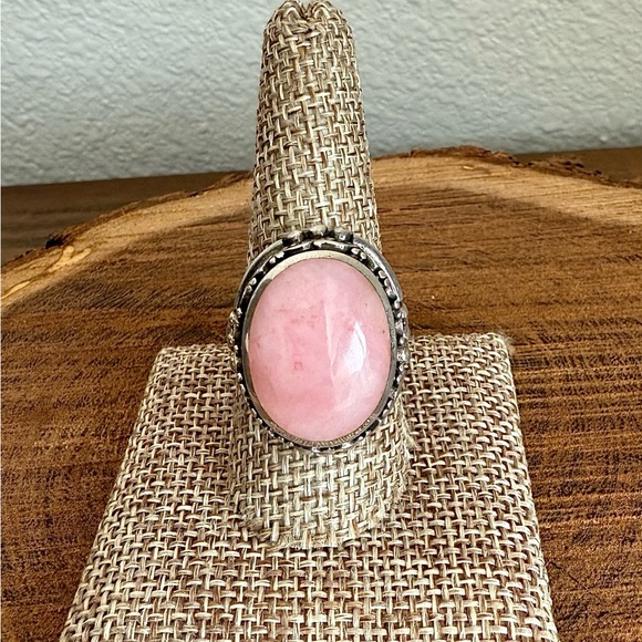 Pink Opal and Sterling Silver Ring Size 9.5 - Picture 1 of 7